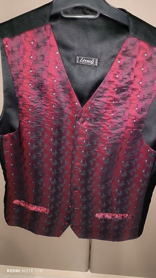 Chaleco de novio Linei rojo y negro