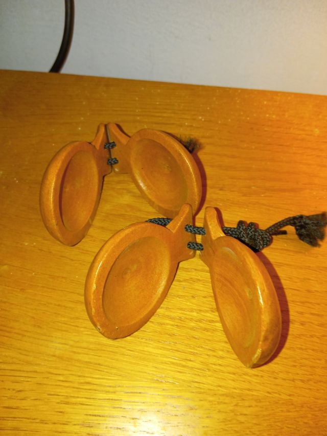 Castañuelas flamenco antiguas madera natural