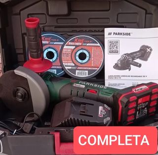 Amoladora Angular Parkside 20V + Accesorios