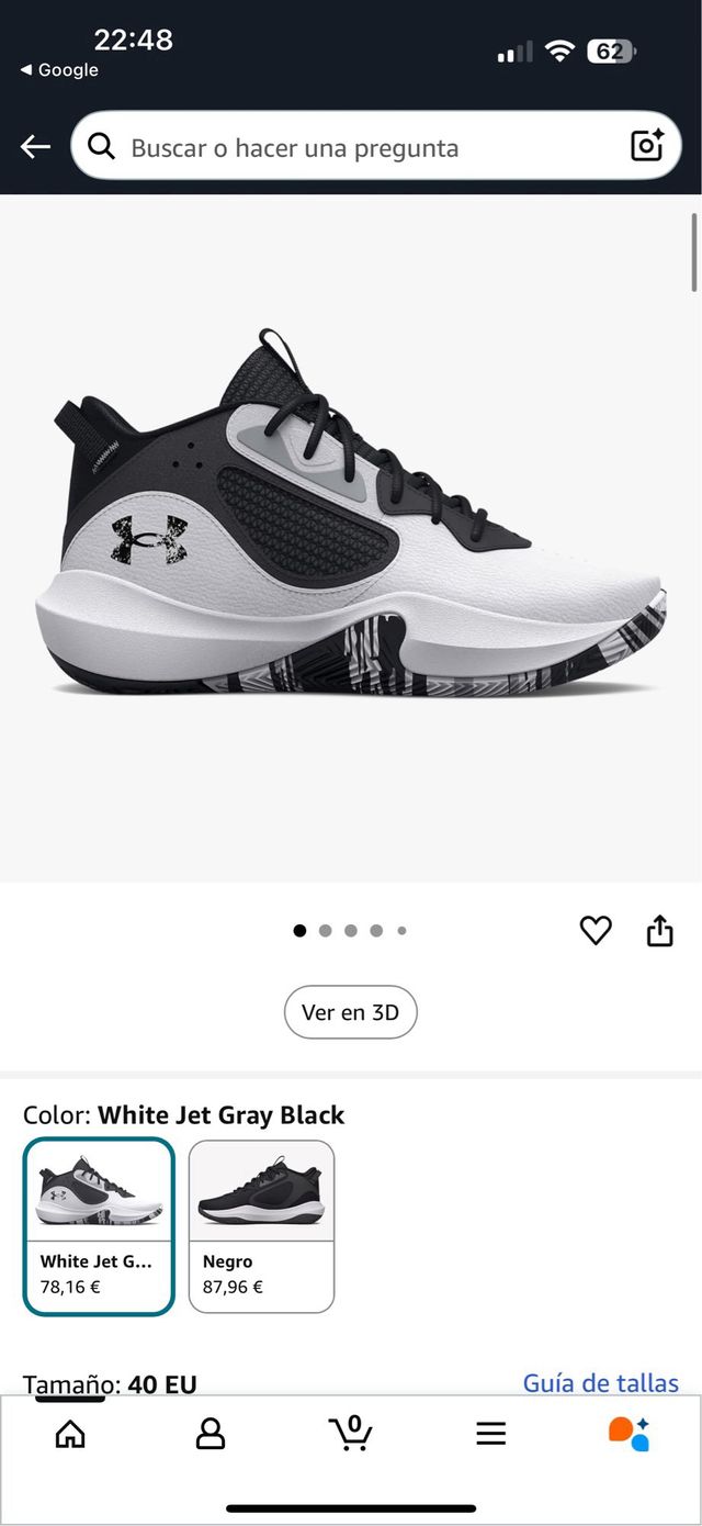 Zapatillas Under Armour Hombre Negras y Blancas