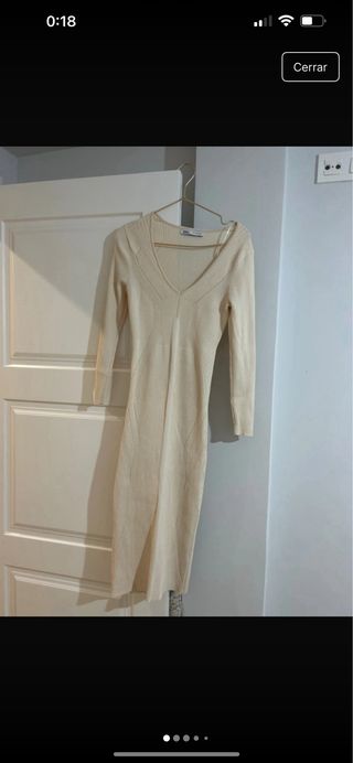 Vestido midi Zara beige