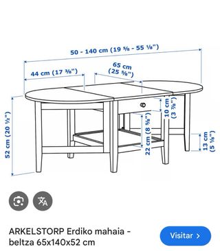 Mesa auxiliar extensible madera modelo ARKELSTORP