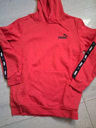 Sudadera Puma Roja con Logo y Rayas