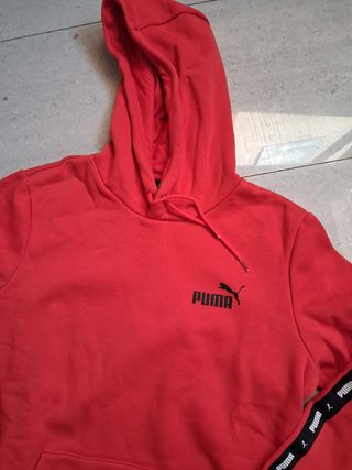 Sudadera Puma Roja con Logo y Rayas