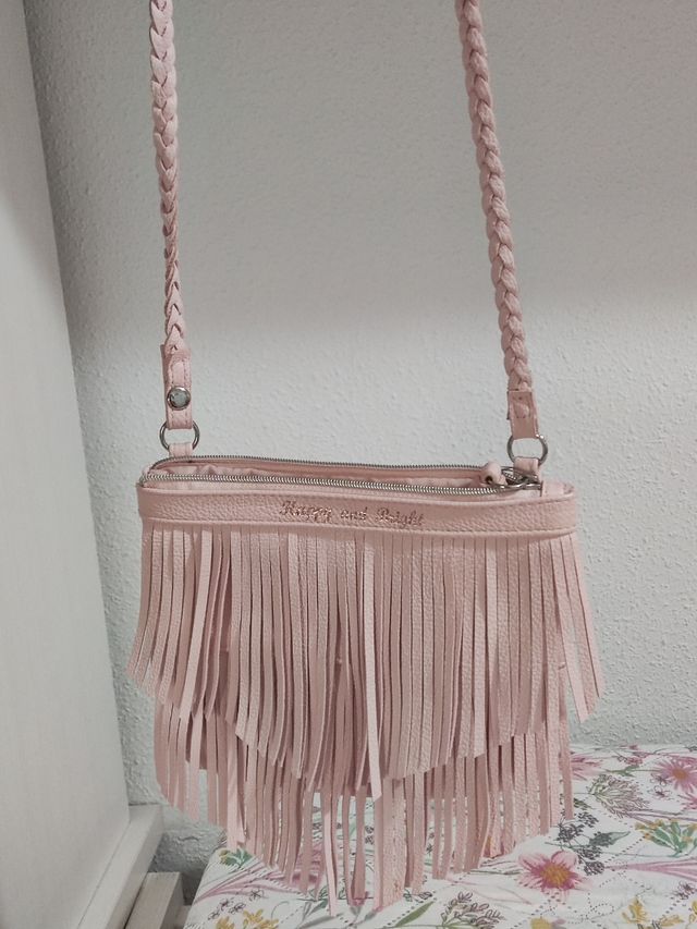 2 Bolsos niña H&M flecos rosa y blanco,nuevos