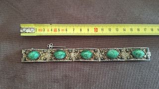 Pulseira Art Déco com pedras verdes