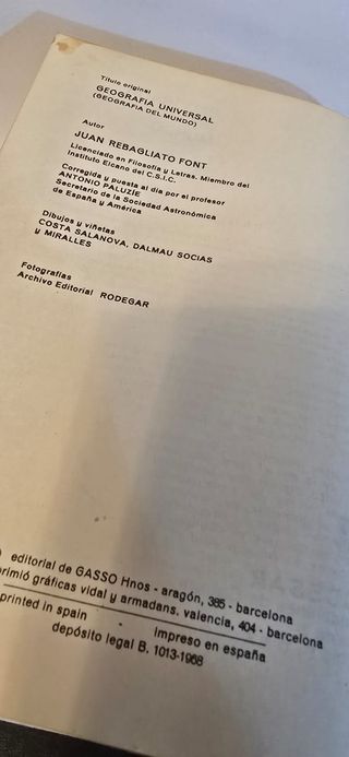 Libro Geografía del Mundo, 1968. Ediciones Rodegar