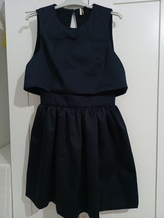 Vestido negro satén mujer