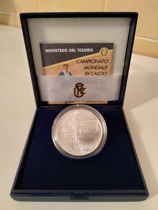 Moneta in Argento Mondiali Calcio Francia '98