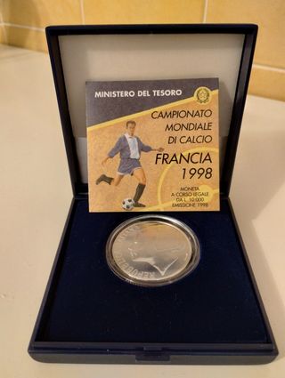 Moneta in Argento Mondiali Calcio Francia '98