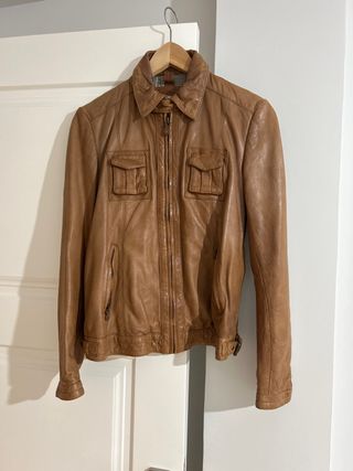 Cazadora Piel Marrón Massimo Dutti