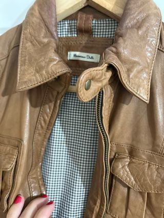 Cazadora Piel Marrón Massimo Dutti