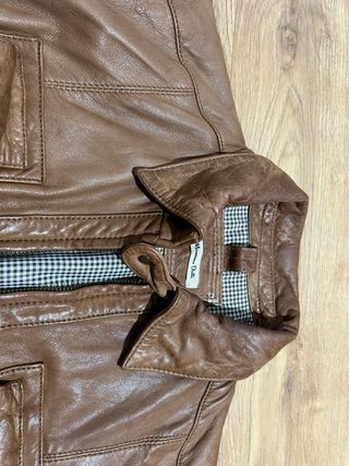 Cazadora Piel Marrón Massimo Dutti