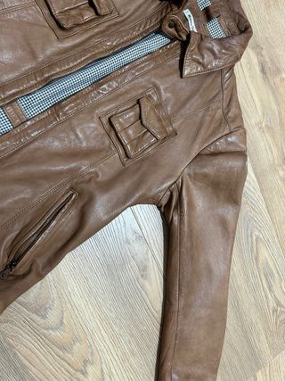 Cazadora Piel Marrón Massimo Dutti