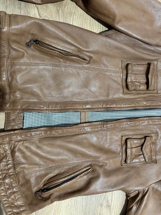 Cazadora Piel Marrón Massimo Dutti