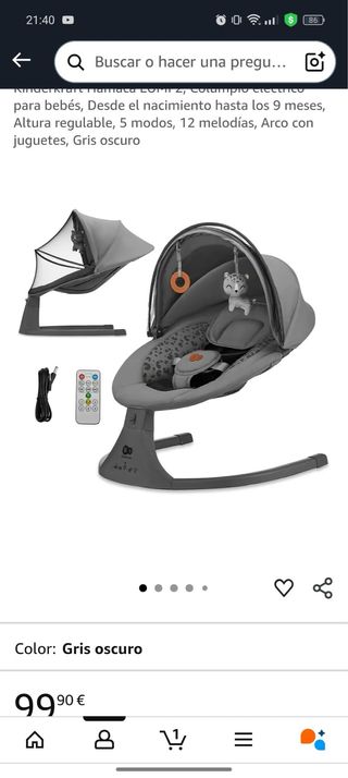 Mecedora eléctrica bebé Kinderkraft LUMI 2