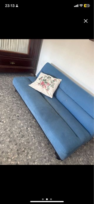Sofá Cama Azul Tela