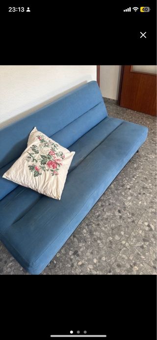 Sofá Cama Azul Tela