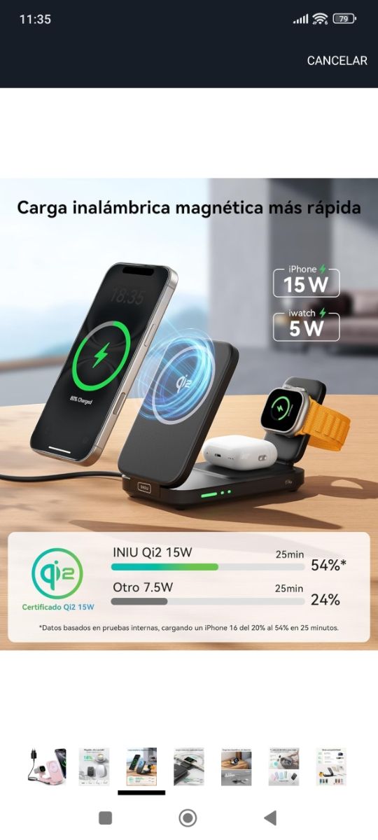 Cargador Inalámbrico Magnético 3 en 1 INIU