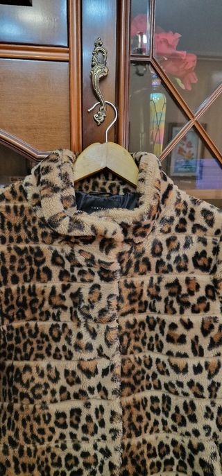 Abrigo pelito leopardo beige y marrón