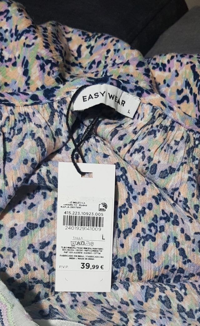 Vestido largo estampado sin mangas. Easy Wear.