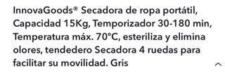Secadora Ropa Portátil 15 Kg