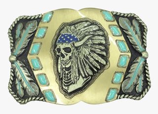 Hebilla estilo nativo americano calavera