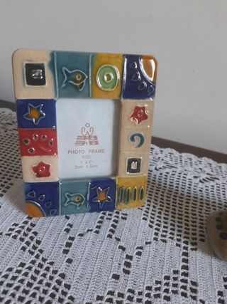 Porta foto mini e omino di sasso di buon compleann