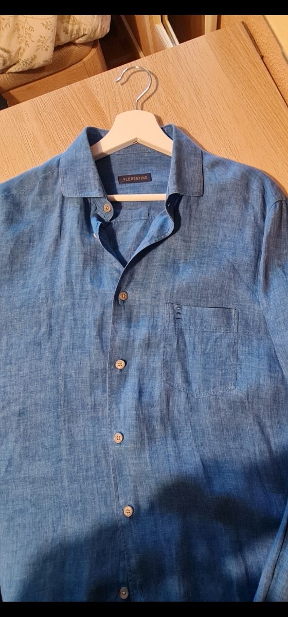 Camisa Lino Florentino Talla M Azul