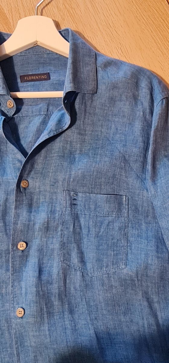Camisa Lino Florentino Talla M Azul