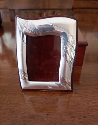 Cornice porta foto argento e legno