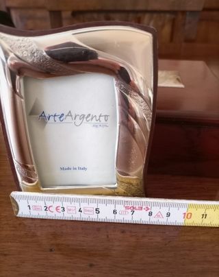 Cornice porta foto argento e legno