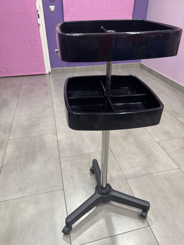 Carro auxiliar peluquería 2 bandejas