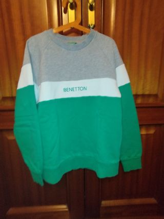Sudadera Benetton Gris y Verde