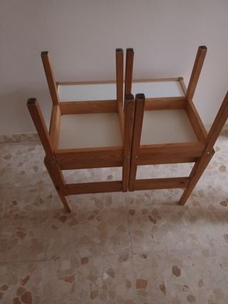Mesita infantil madera y blanco Ikea