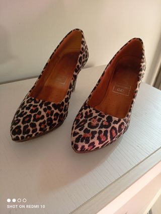 Zapatos tacón leopardo planta Gel Talla 38