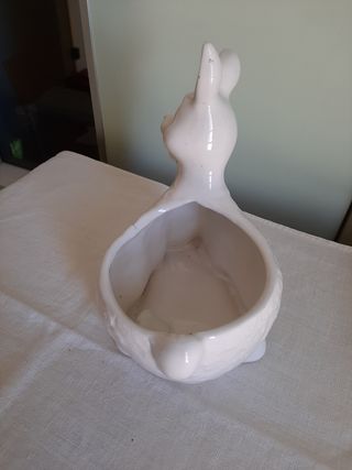 Vaso coniglio in ceramica bianco