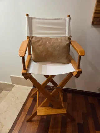 Silla director madera+regalo cojín piel nuevo