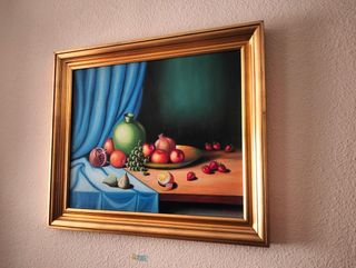 Cuadro Decorativo Frutas Bodegón Dorado