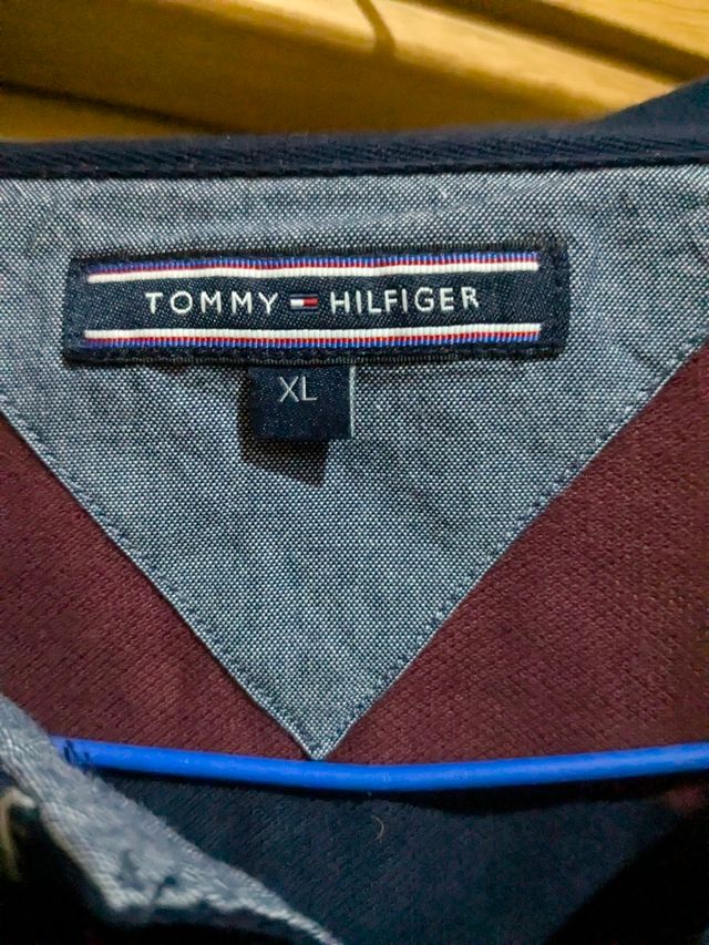 Polo Tommy Hilfiger Rayas Azul/Burdeos Talla XL