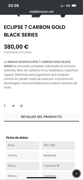 Pala pádel Middle Moon Eclipse Carbon Gold