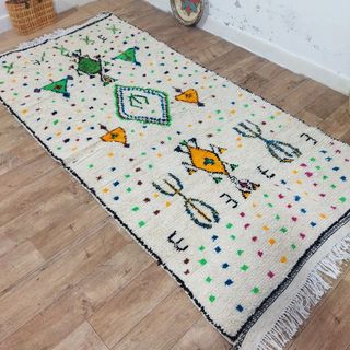 Alfombra bereber Azilal de lana natural