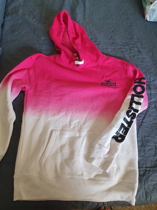 Sudadera Hollister degradado rosa y blanco