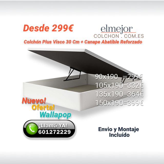 Colchon Plusvisco 30 cm c/Canape Abatible 135x190