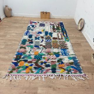 Alfombra bereber de lana natural. Pieza artesanal