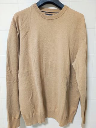 Jersey Cortefiel hombre beige algodón cachemira