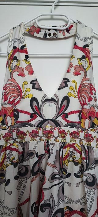 Vestido estampado blanco y multicolor