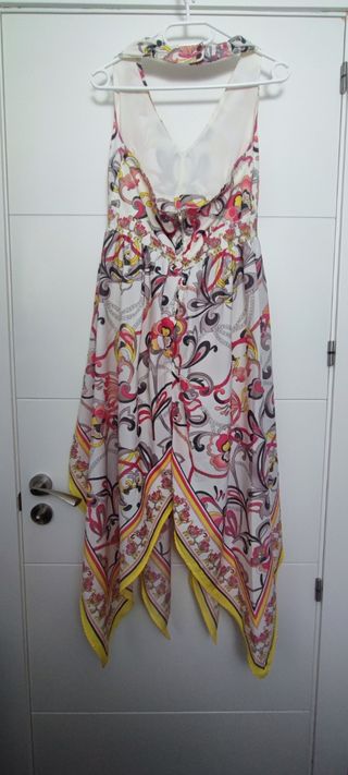 Vestido estampado blanco y multicolor