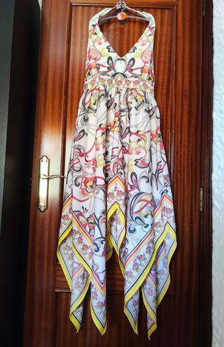 Vestido estampado blanco y multicolor