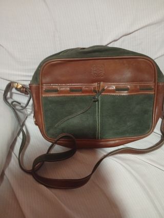 Bolso Loewe Vintage Piel y Ante Marrón/Verde